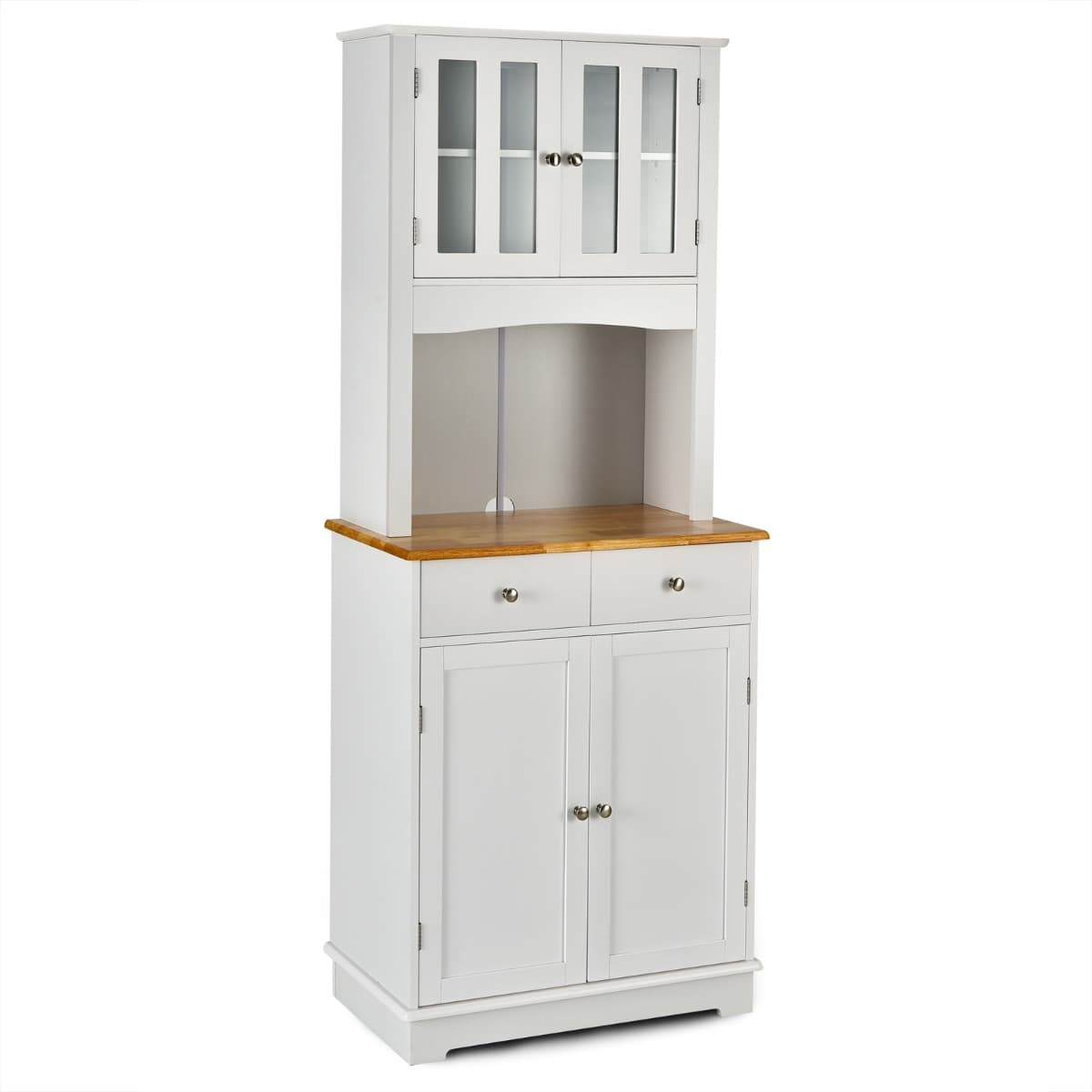 Buffet Autoportant Armoire avec Plateau en Bois Armoire de Rangement avec 2 Tiroirs Étagères Réglabl